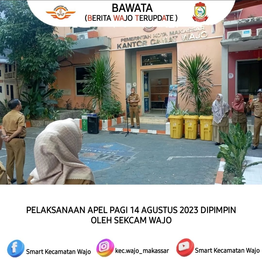 Gambar Pelaksanaan Apel pagi 14 Agustus 2023  dipimpin  oleh Sekretaris Camat Wajo