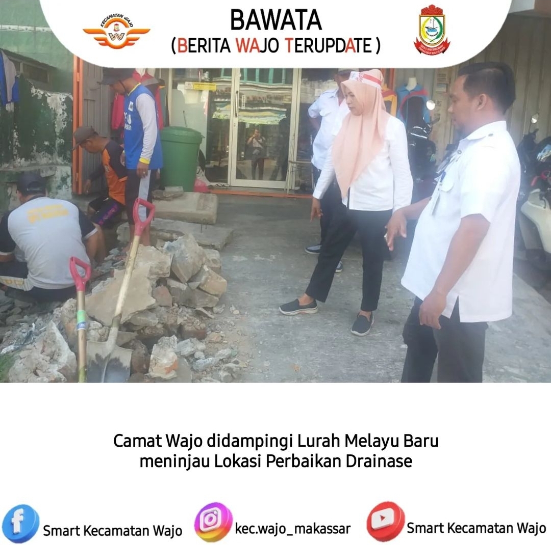 Gambar Camat Wajo Bersama Lurah Melayu Baru Meninjau Lokasi Perbaikan Drainase