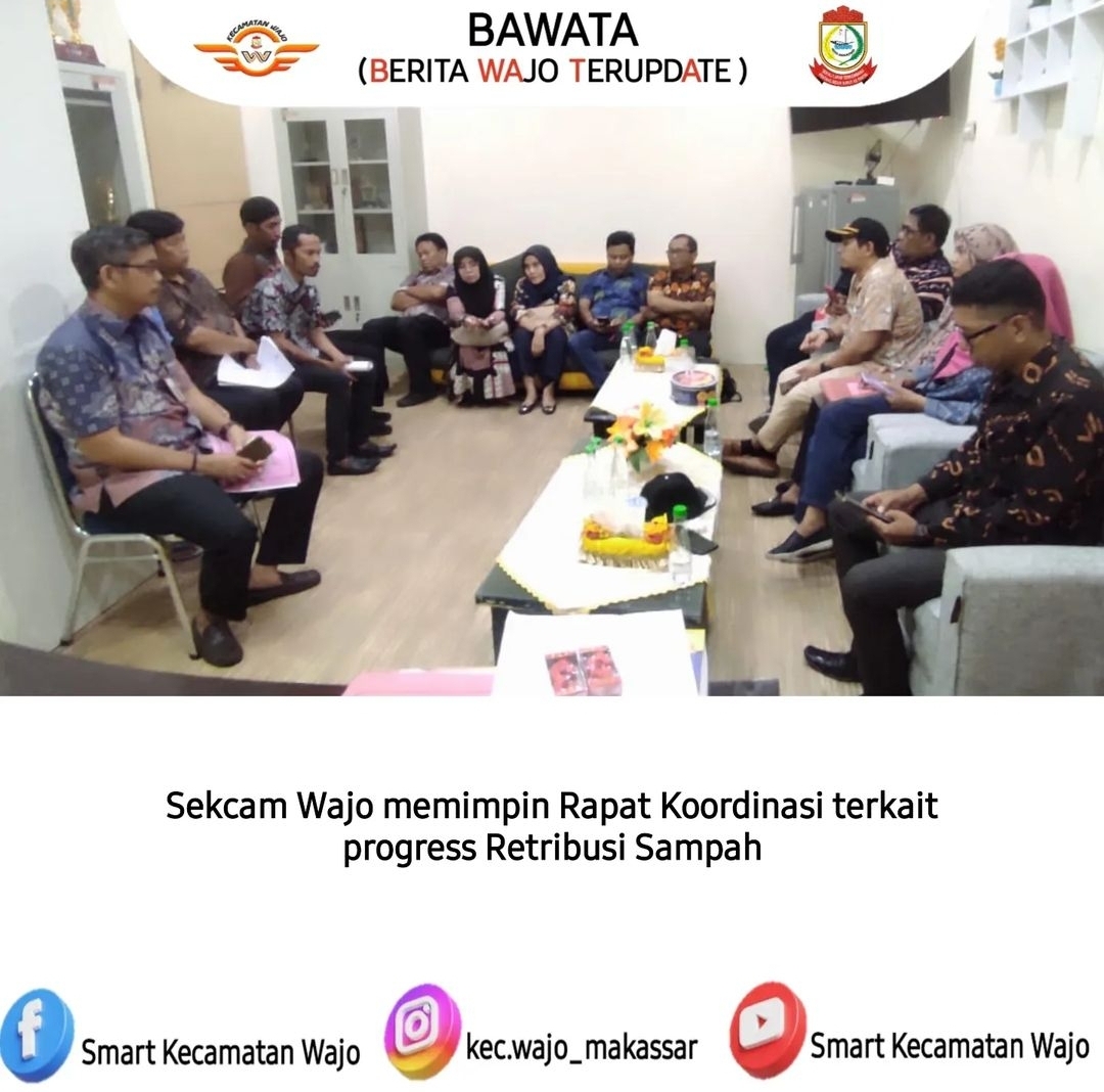 Gambar Sekretaris Camat Wajo memimpin Rapat Koordinasi terkait Progres Retribusi Sampah