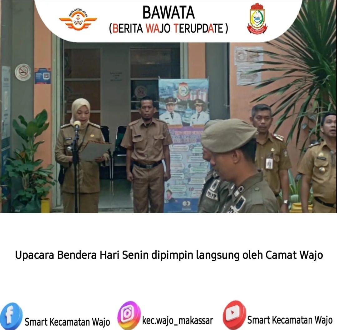 Gambar Upacara Bendera Hari Senin dipimpin Langsung oleh Camat Wajo