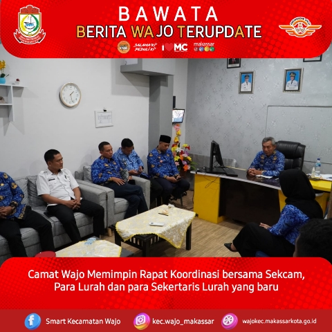 Gambar Rapat Koordinasi bersama para Sekertaris Lurah yang baru dimpin Langsung oleh Camat