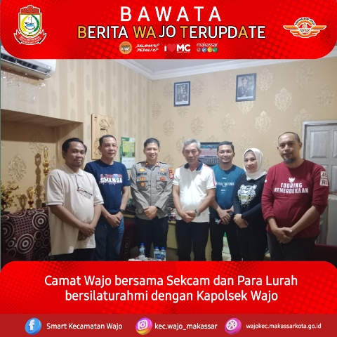 Gambar Camat Wajo bersama Sekcam dan Para Lurah Bersilaturahmi dengan Kapolsek Wajo