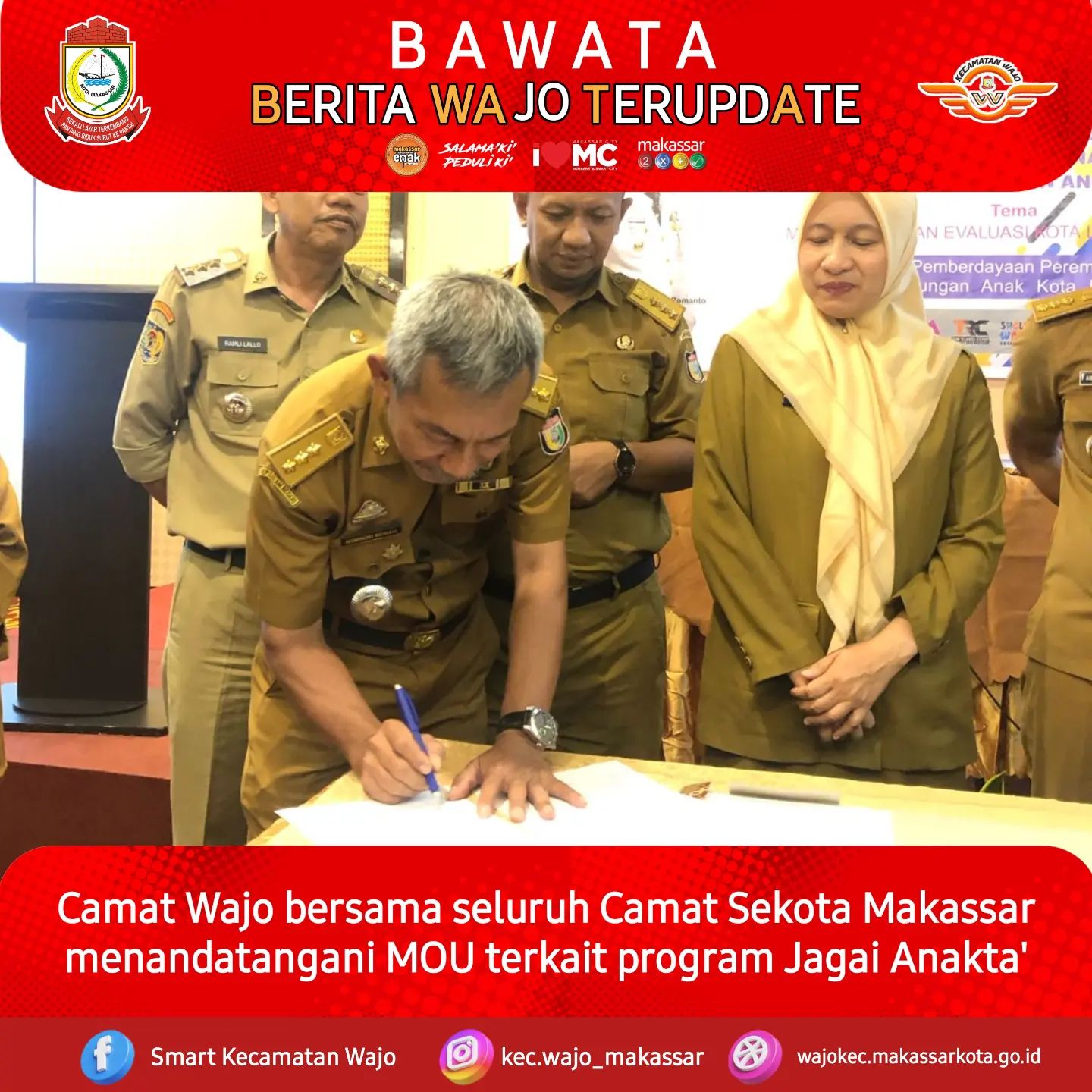 Gambar Camat Wajo menandatangani MOU Program Jagai Anakta'